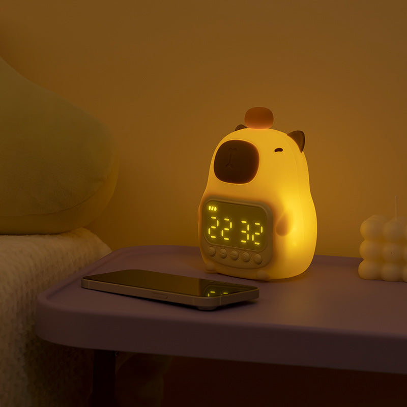 Alarm Clock Small Night Lamp Rechargeable Dimming Night Light