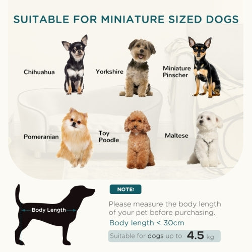 PawHut Dog Sofa Pet Chair, Kitten Bed Couch W Wooden Frame, Removable Cushion - Silver-Tone And Grey