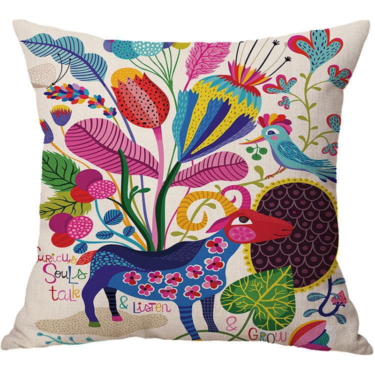 Factory Direct Cartoon Cotton Linen Car Cushion Pillow