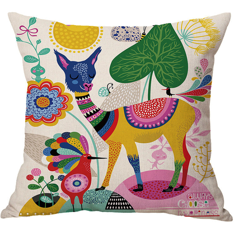 Factory Direct Cartoon Cotton Linen Car Cushion Pillow