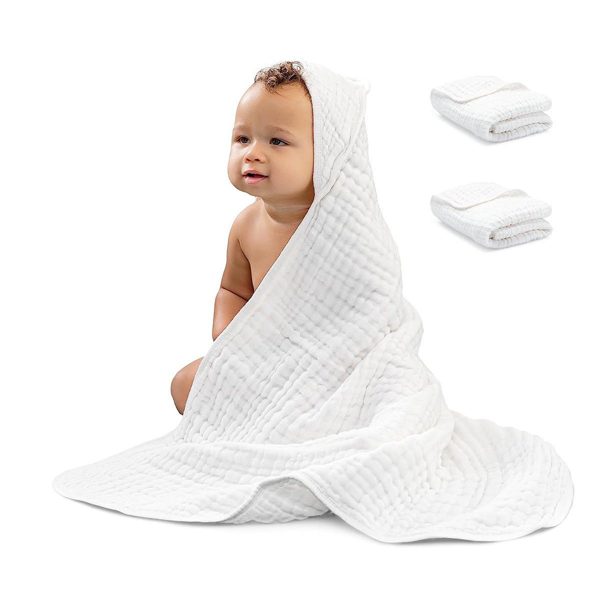 6-layer Hooded Bath Towel Seersucker Gauze Bath Towel For Children