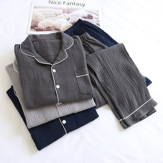 Men's Pajamas Suit Loose Long Sleeve