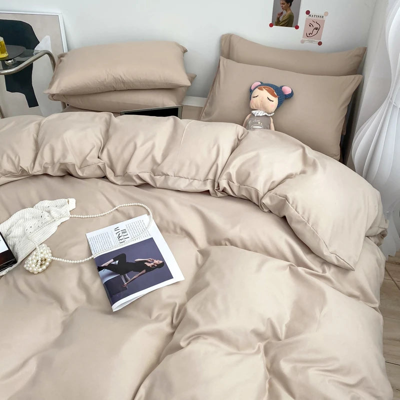 Bedding Sets Single Double Bed Hotel Home Duvet Cover Sets Skin Friendly Fabric Solid Color King Size Quilt Cover Sets