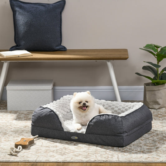 PawHut Calming Dog Bed Pet Mattress W Removable Cover, Anti-Slip Bottom, For Small Dogs, 70L X 50W X 18Hcm - Charcoal Grey