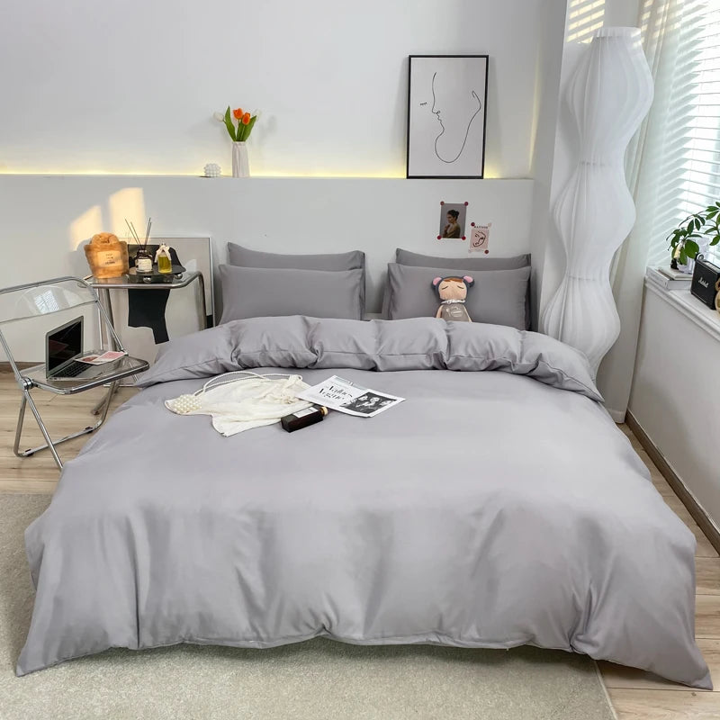 Bedding Sets Single Double Bed Hotel Home Duvet Cover Sets Skin Friendly Fabric Solid Color King Size Quilt Cover Sets