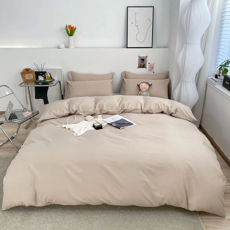 Bedding Sets Single Double Bed Hotel Home Duvet Cover Sets Skin Friendly Fabric Solid Color King Size Quilt Cover Sets