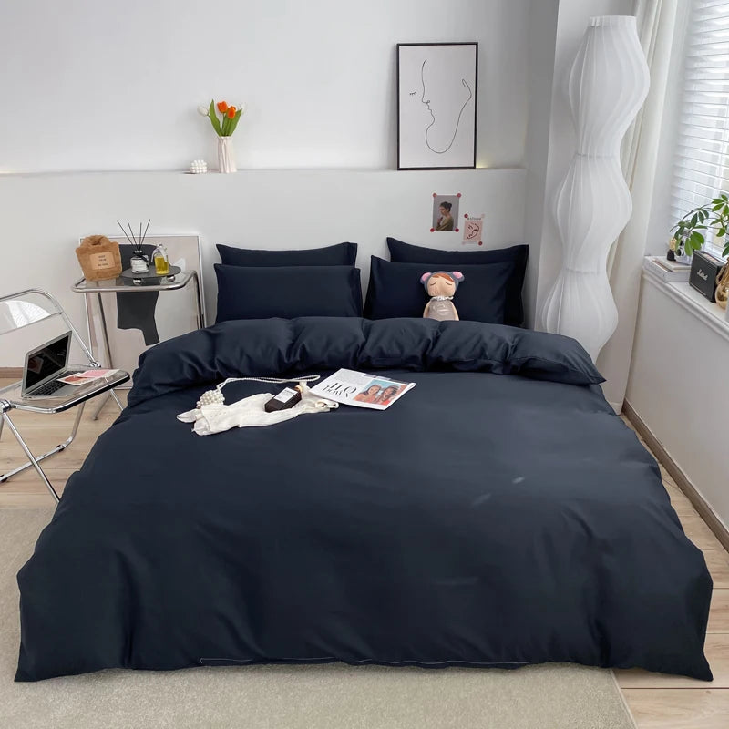 Bedding Sets Single Double Bed Hotel Home Duvet Cover Sets Skin Friendly Fabric Solid Color King Size Quilt Cover Sets