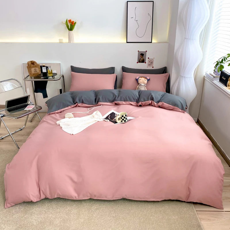 Bedding Sets Single Double Bed Hotel Home Duvet Cover Sets Skin Friendly Fabric Solid Color King Size Quilt Cover Sets