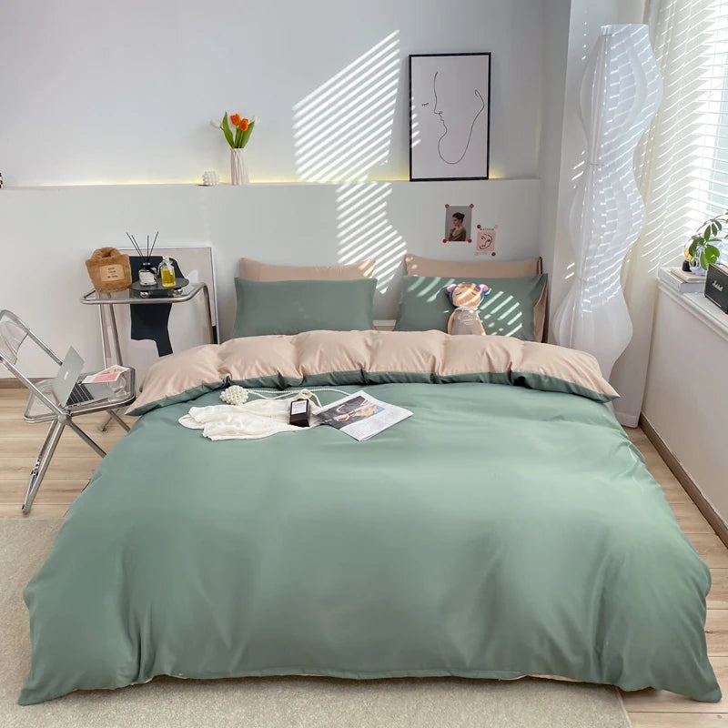Bedding Sets Single Double Bed Hotel Home Duvet Cover Sets Skin Friendly Fabric Solid Color King Size Quilt Cover Sets